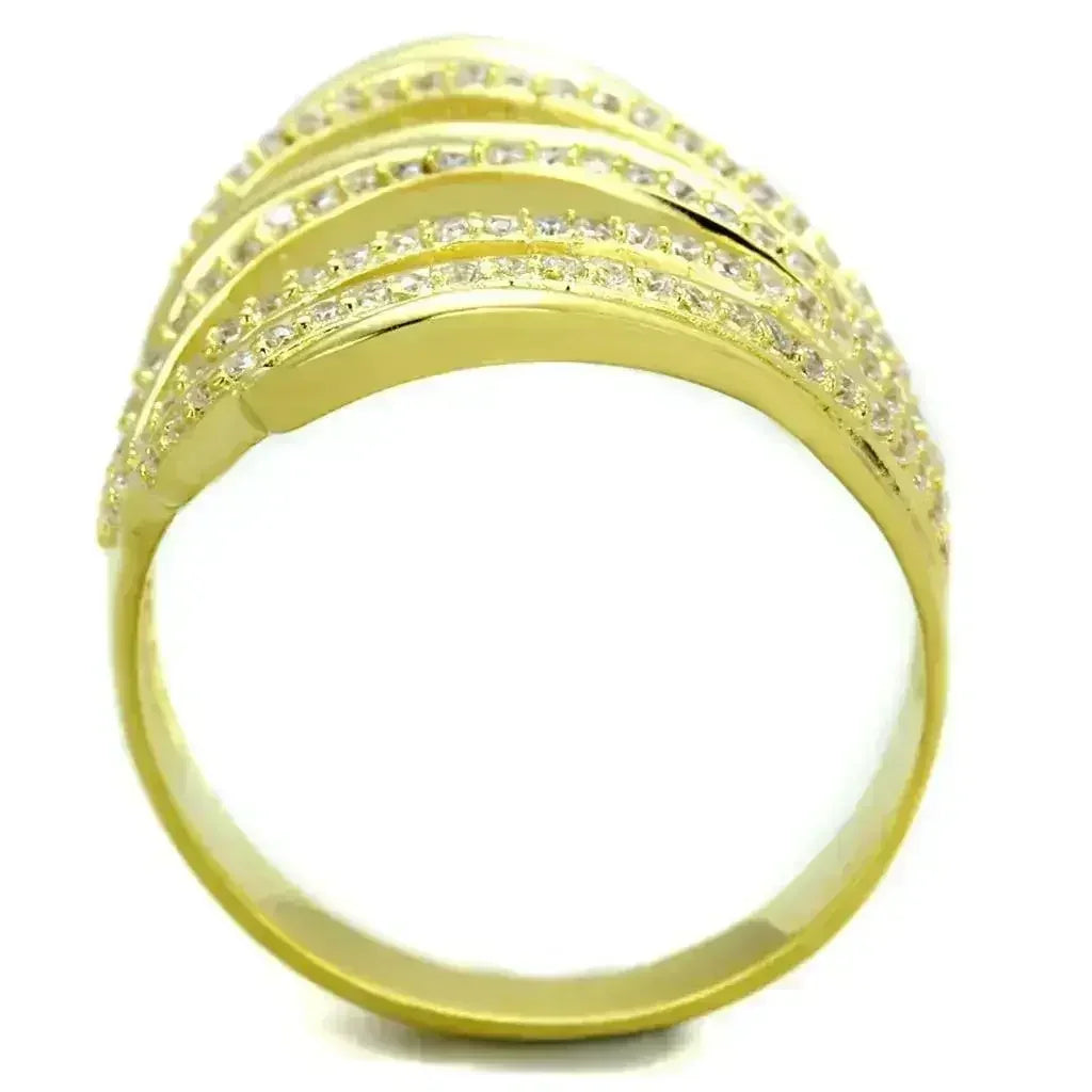 TS379 - Gold 925 Sterling Silver Ring with AAA Grade CZ in Clear