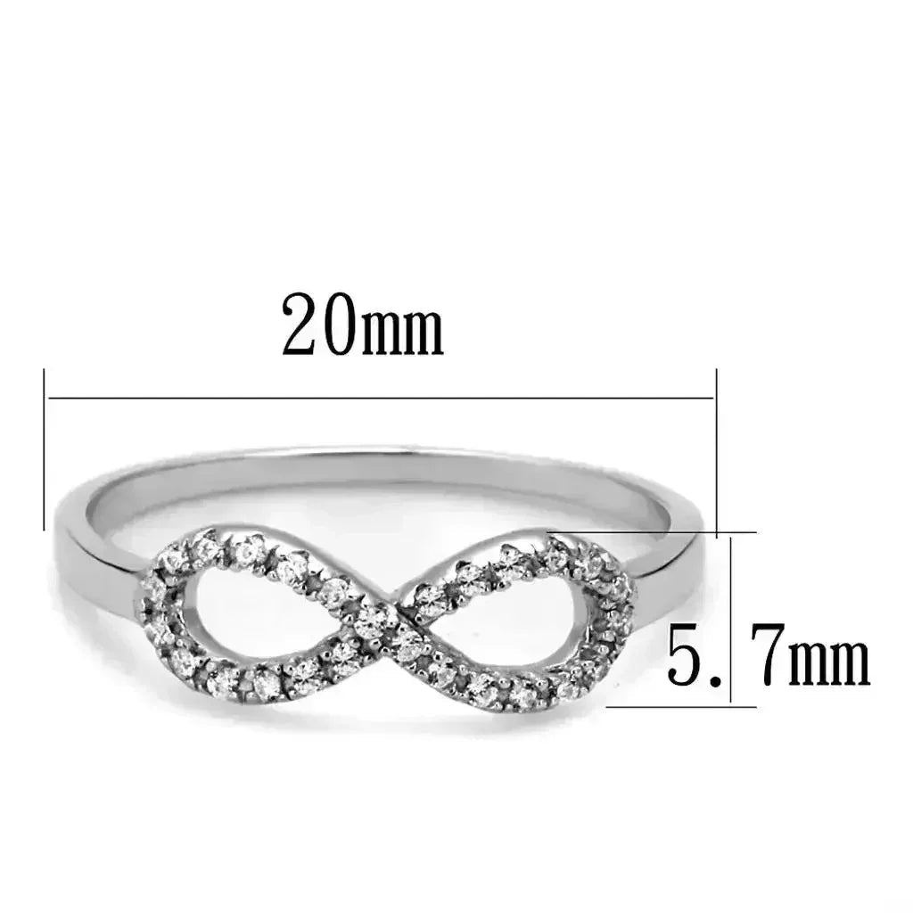 TS487 - Rhodium 925 Sterling Silver Ring with AAA Grade CZ in Clear