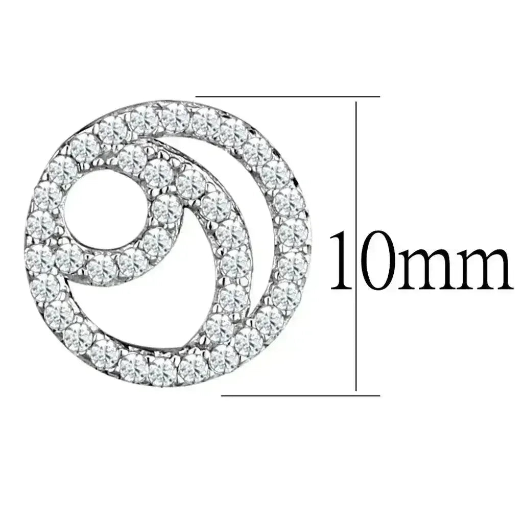 TS511 - Rhodium 925 Sterling Silver Earrings with AAA Grade CZ in