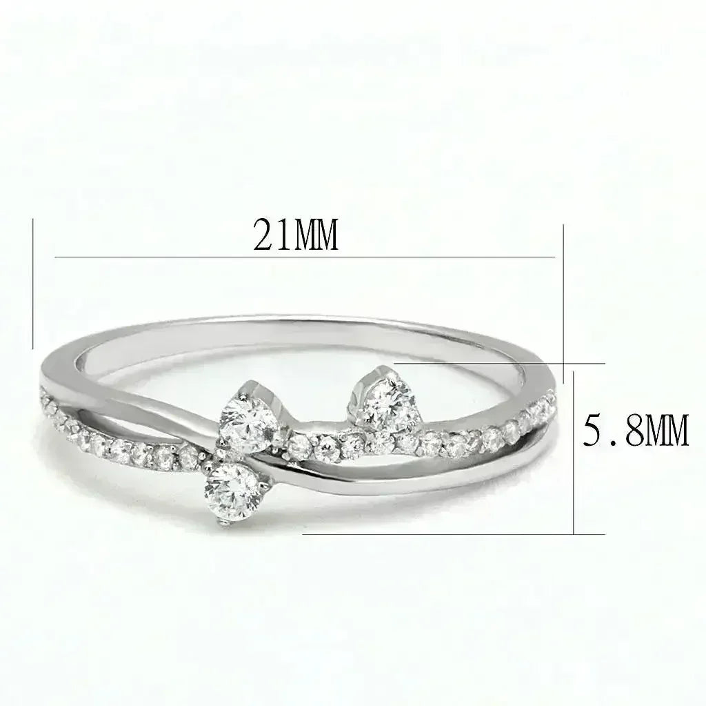 TS581 Rhodium Sterling Silver Ring – AAA Clear CZ Solitaire