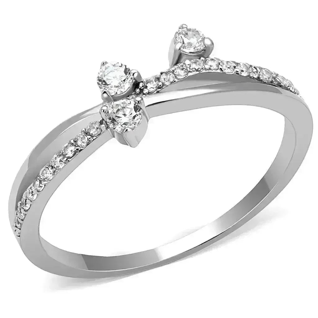 TS581 Rhodium Sterling Silver Ring – AAA Clear CZ Solitaire