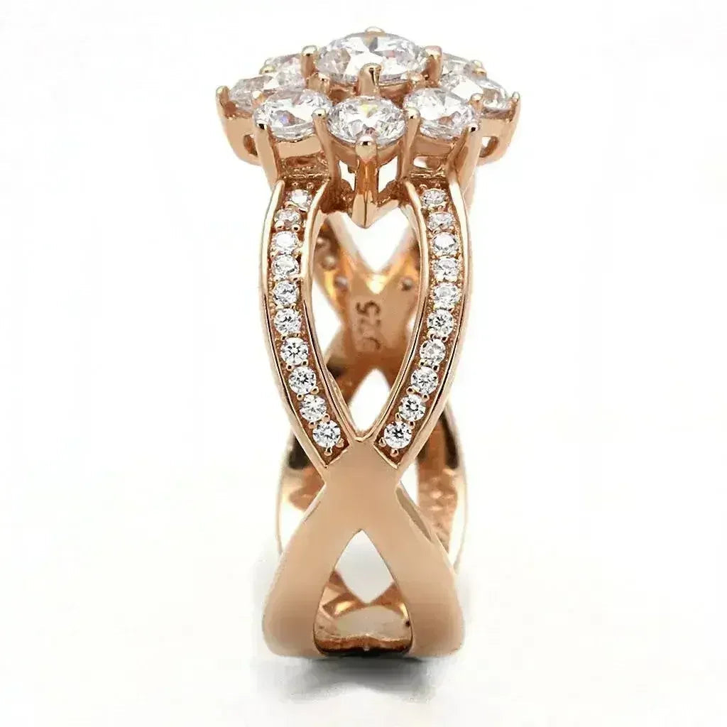TS586 Rose Gold Sterling Silver Ring – AAA Clear CZ Solitaire