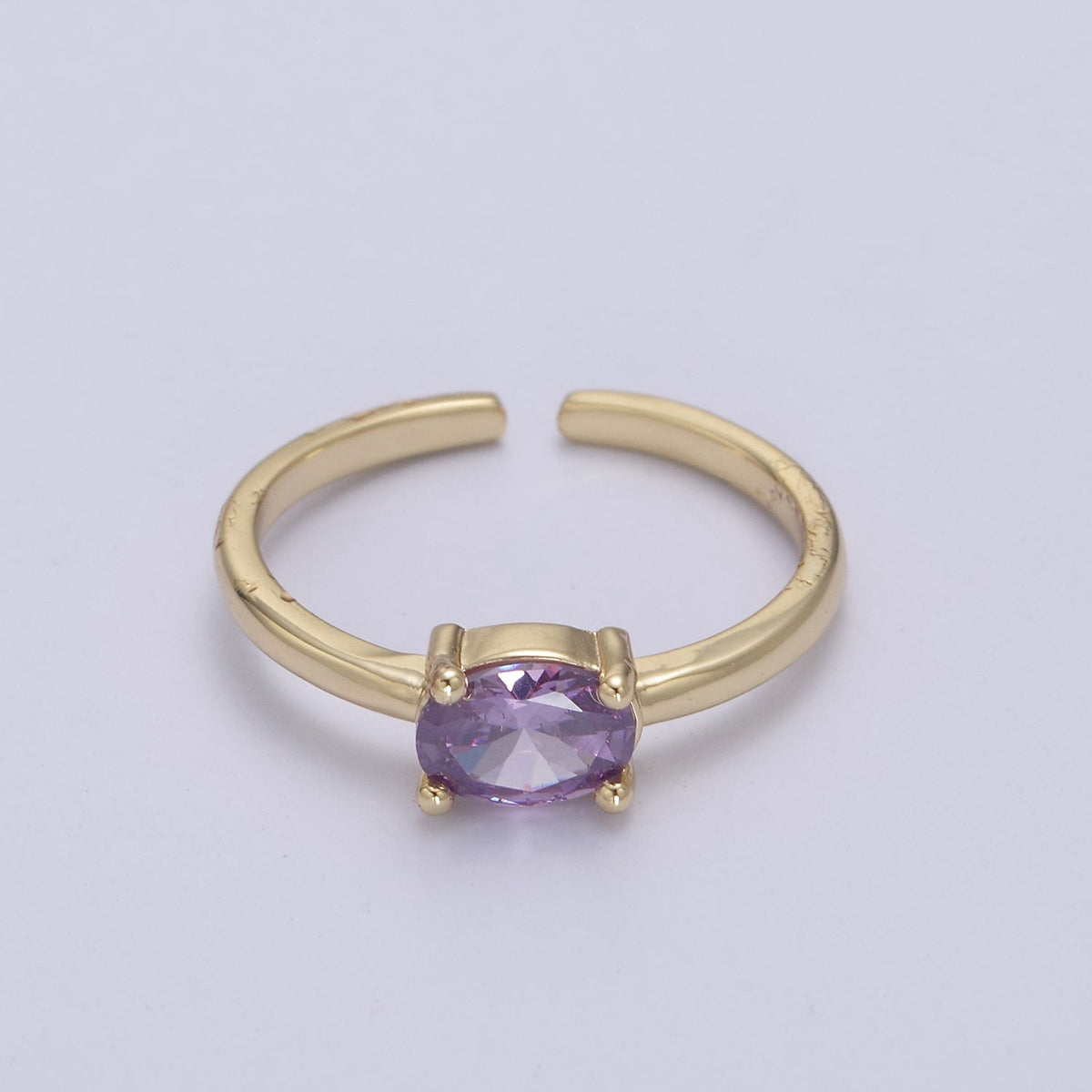 14K Gold Filled Red, Blue, Pink, Light Blue, Purple, Green Round Solitaire CZ Ring | U269 - U274