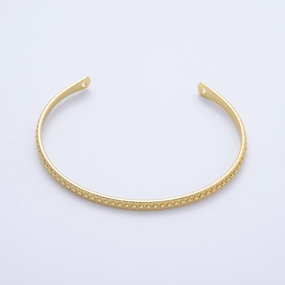 16K Gold Filled Round Dotted Geometric Half Cuff Bracelet Finding for Bangle Supply | WA-04450