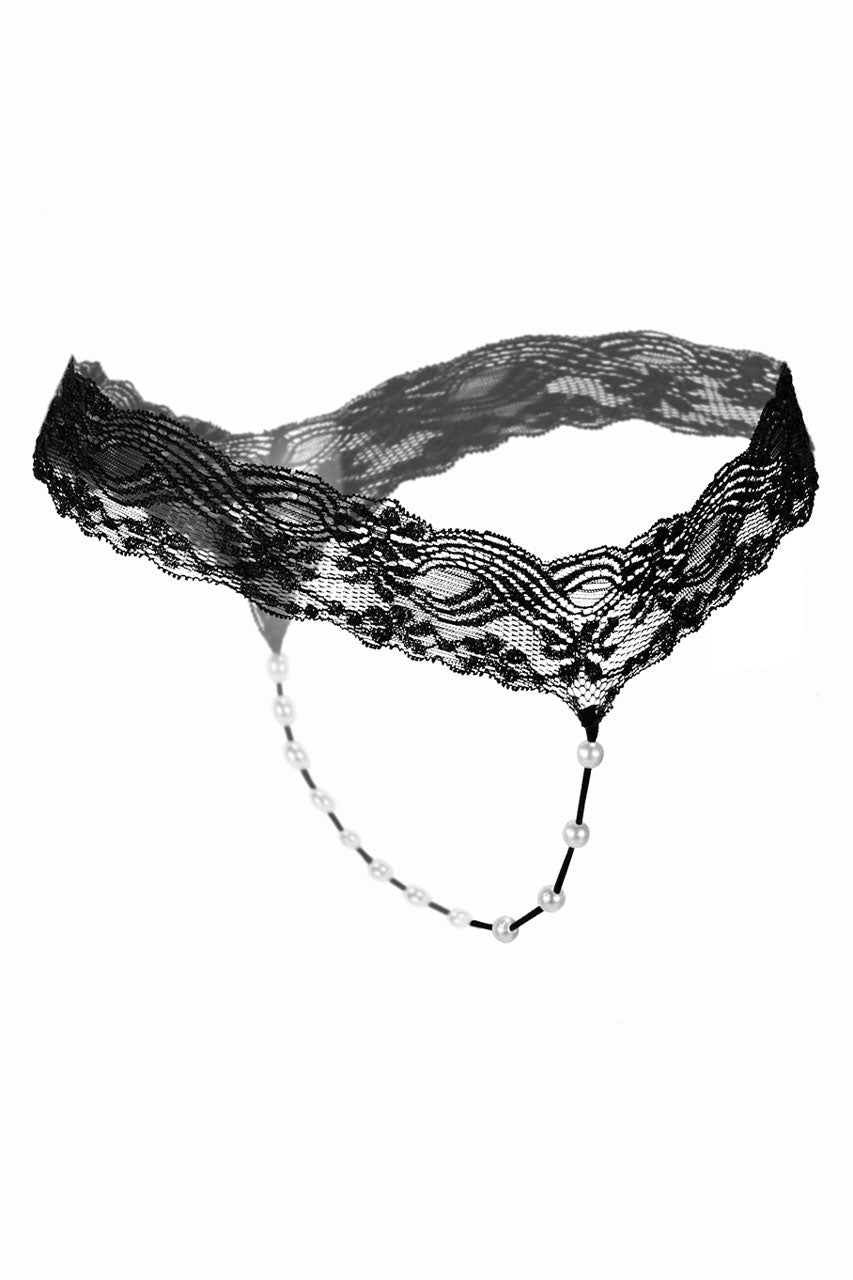 Lace Pearl Crotch Thong