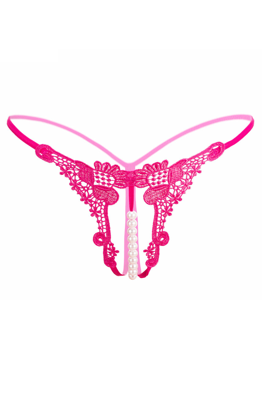 Embroidered Pearl Thong