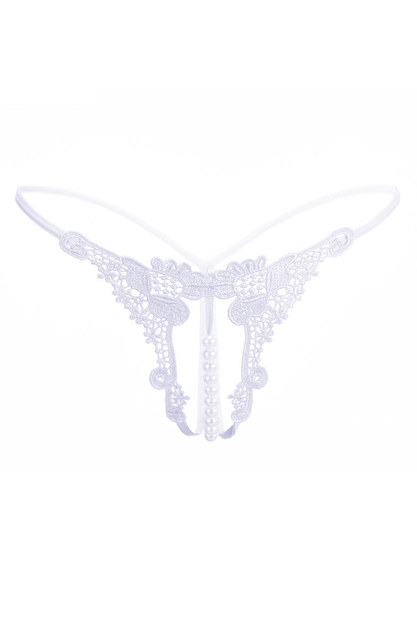 Embroidered Pearl Thong