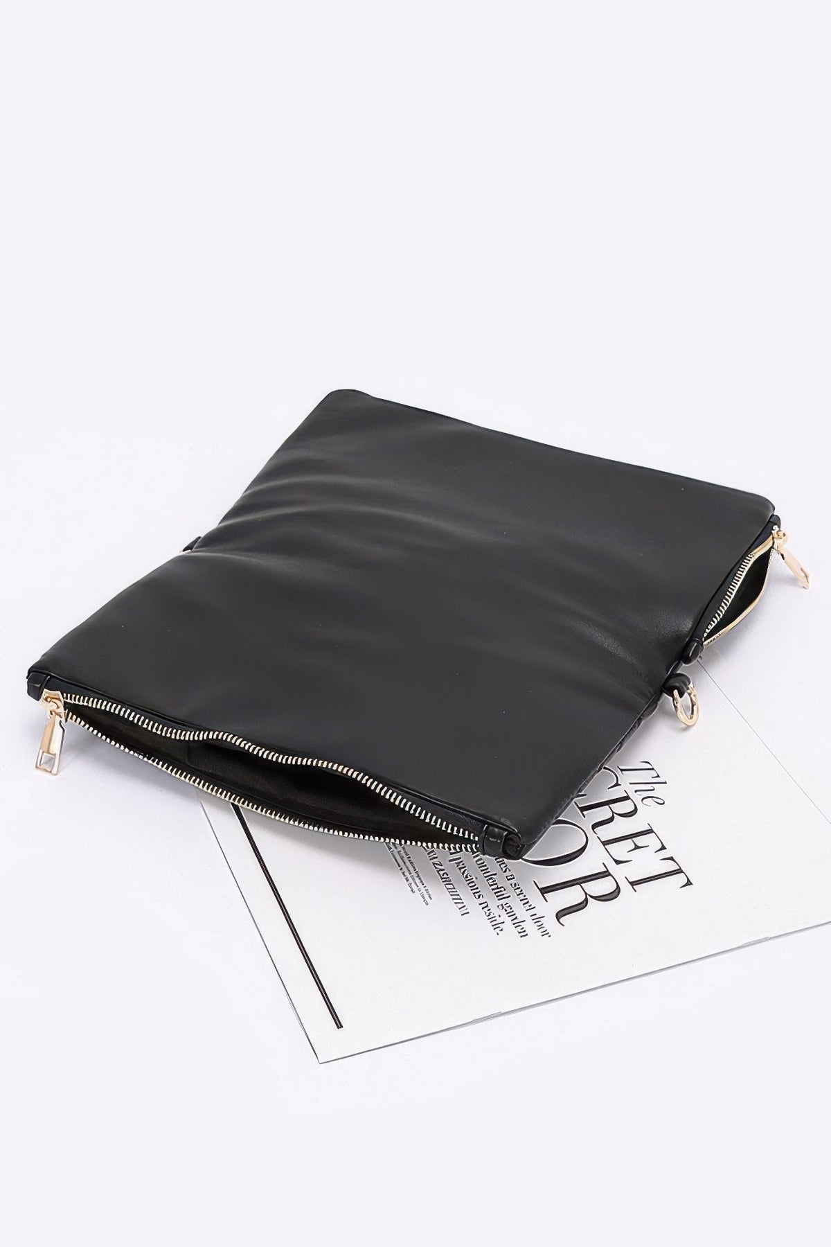 Quilted Faux Leather Half Folded Cltuch