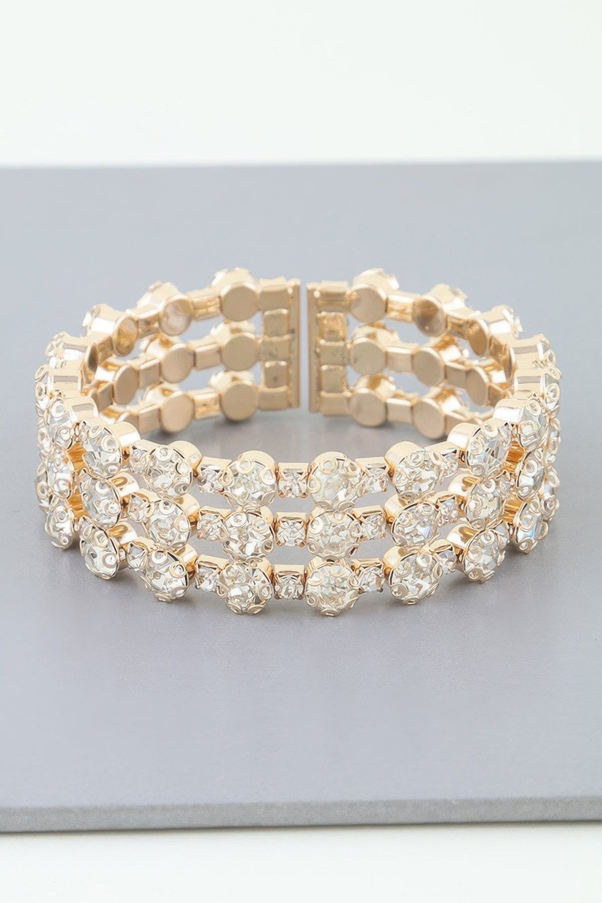 Triple Bejeweled Cuff Bracelet