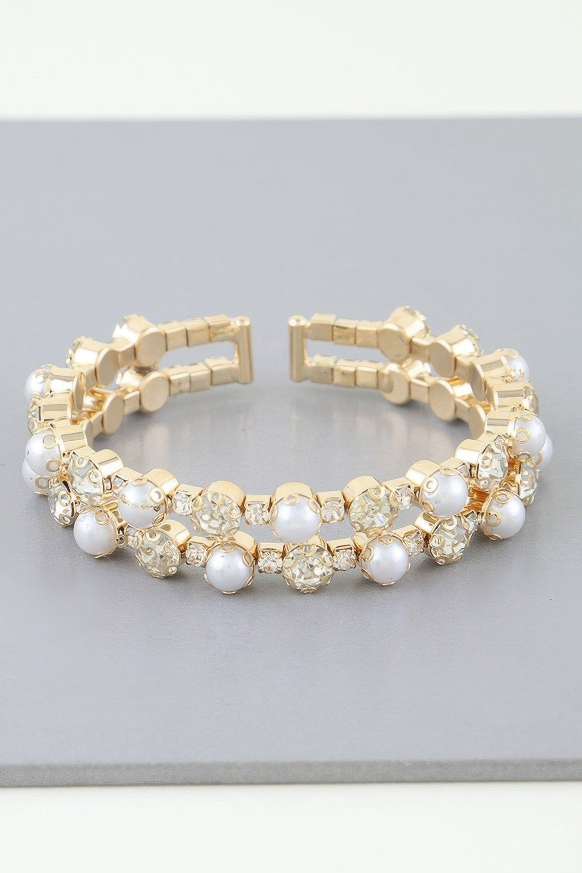 Double Pearled Cuff Bracelet