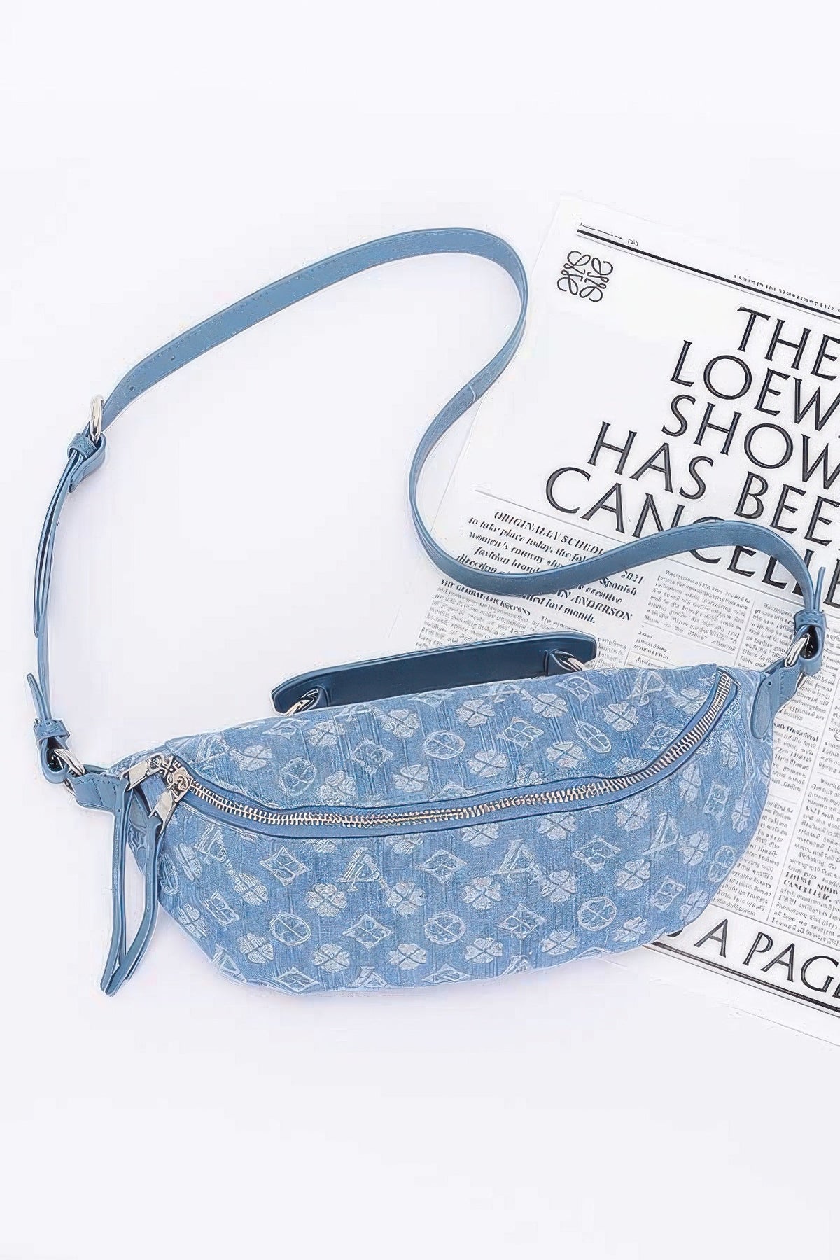 Embossed Denim Crossbody Bag