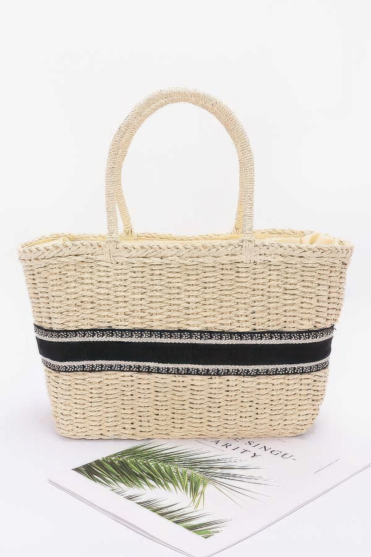 Faux Straw Tote Bag
