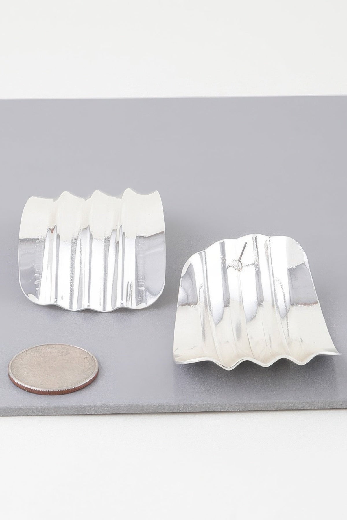Shiny Ribbed Curve Earrings