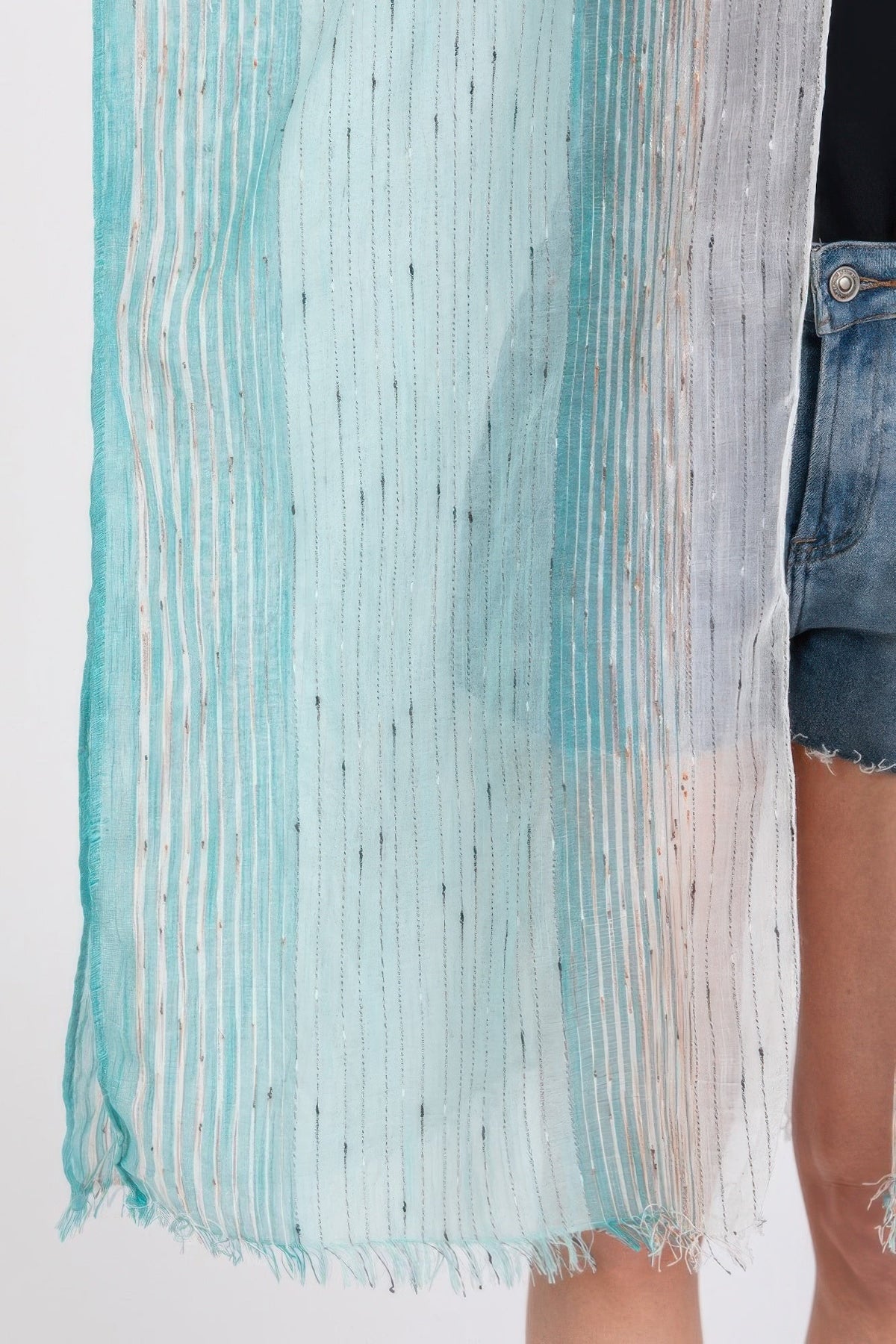 Striped Two Tone Cover Up Kimono