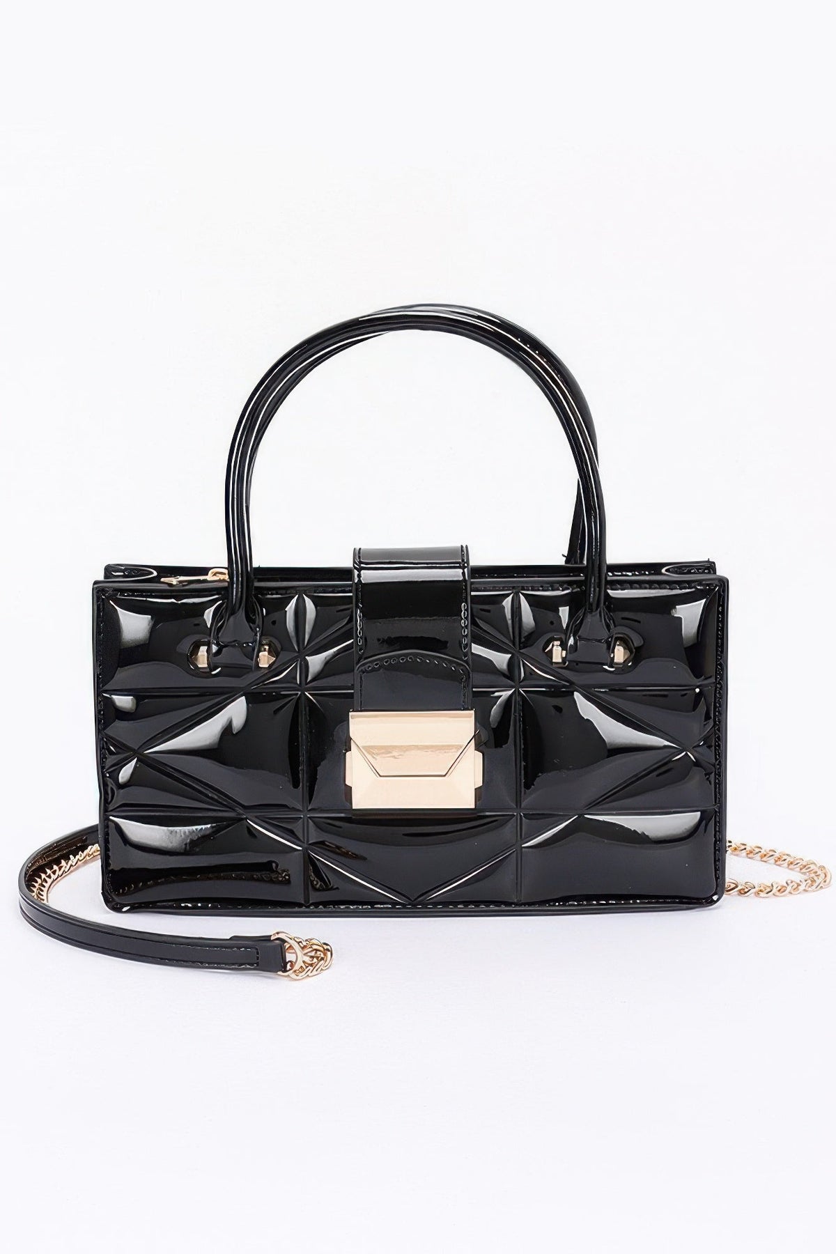 Embossed Enamel Handle Clutch