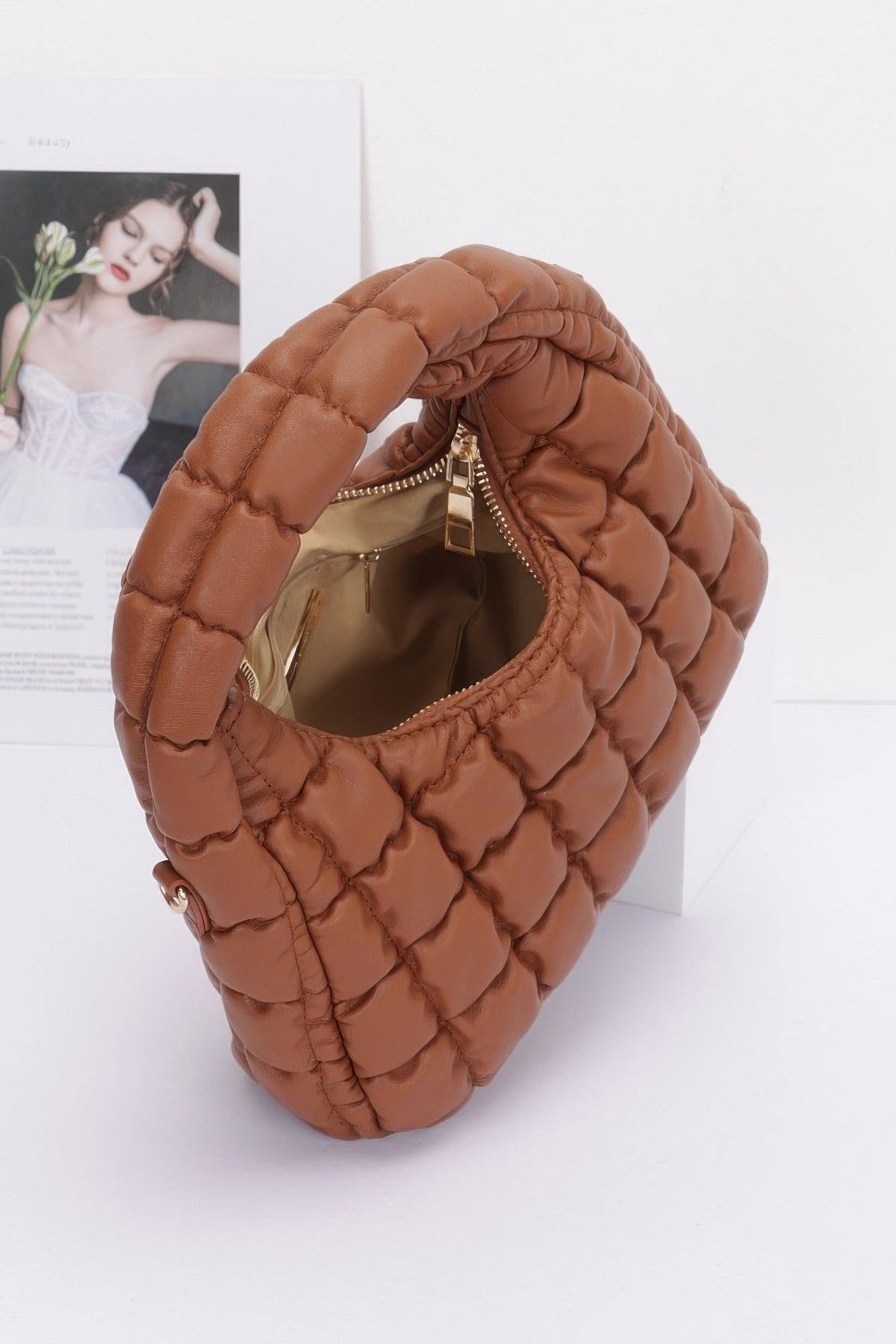 Quilted Faux Leather Padded Hobo Bag