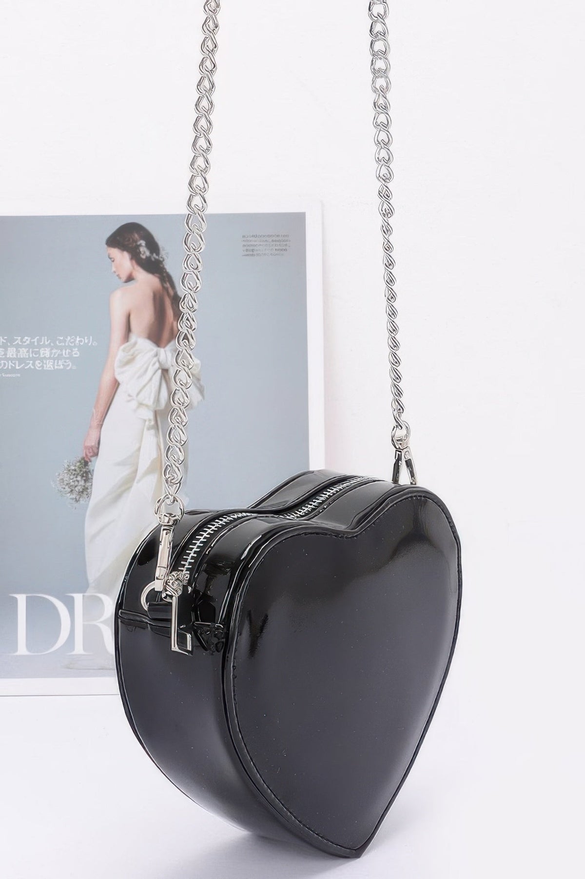 Enamel Heart Shape Crossbody Bag