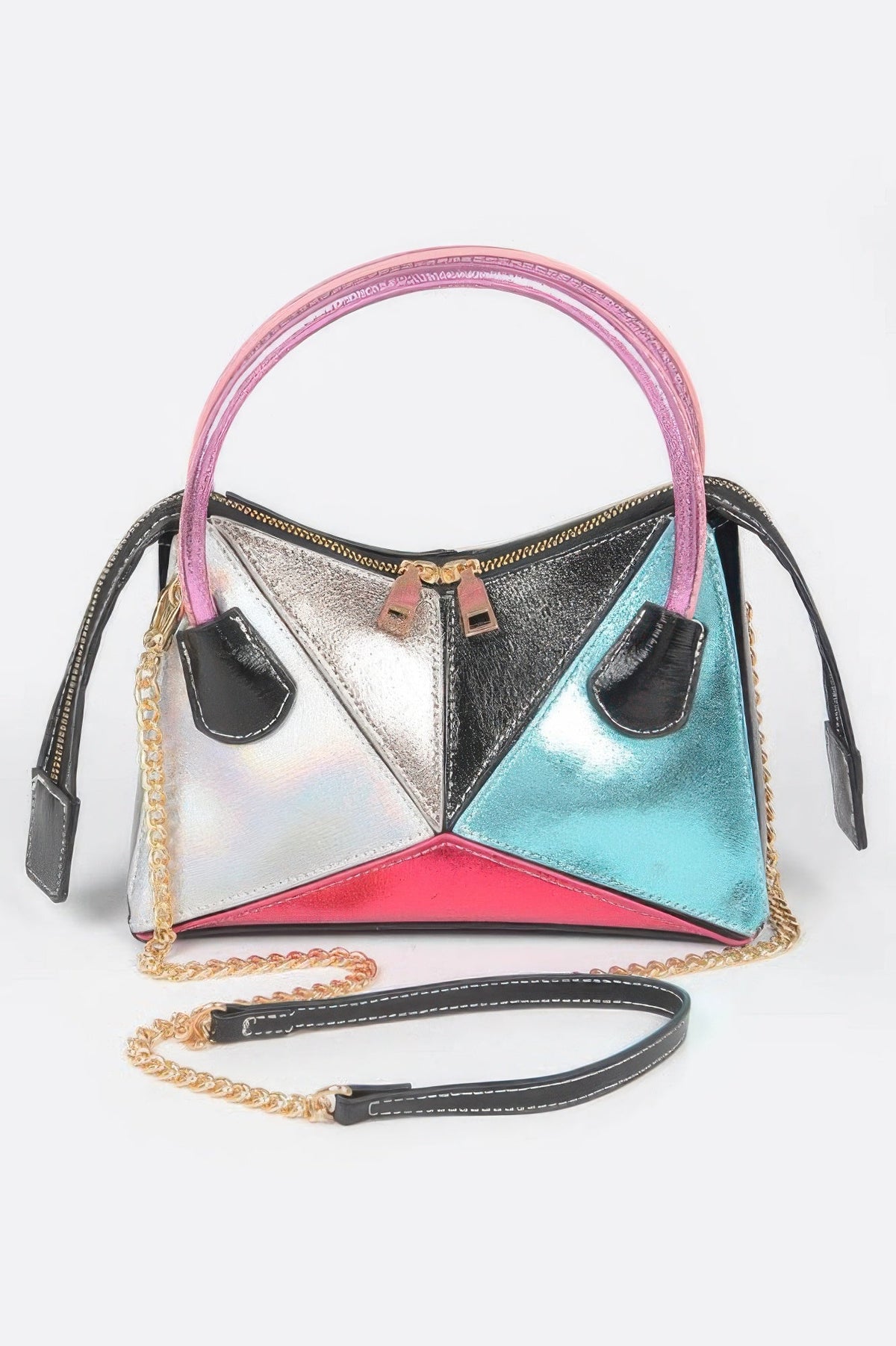 Metallic Multi Color Top Handle Bag