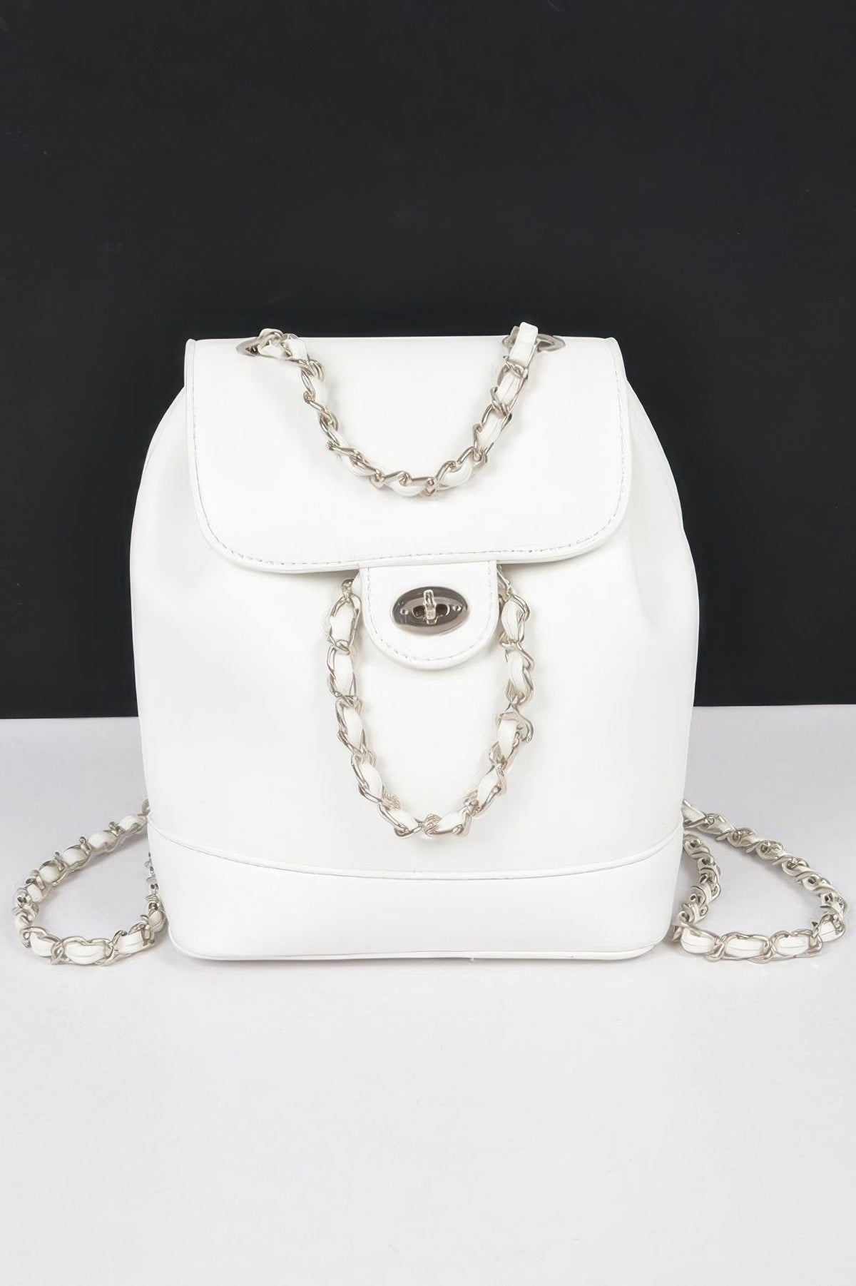 Faux Leather Flap Backpack