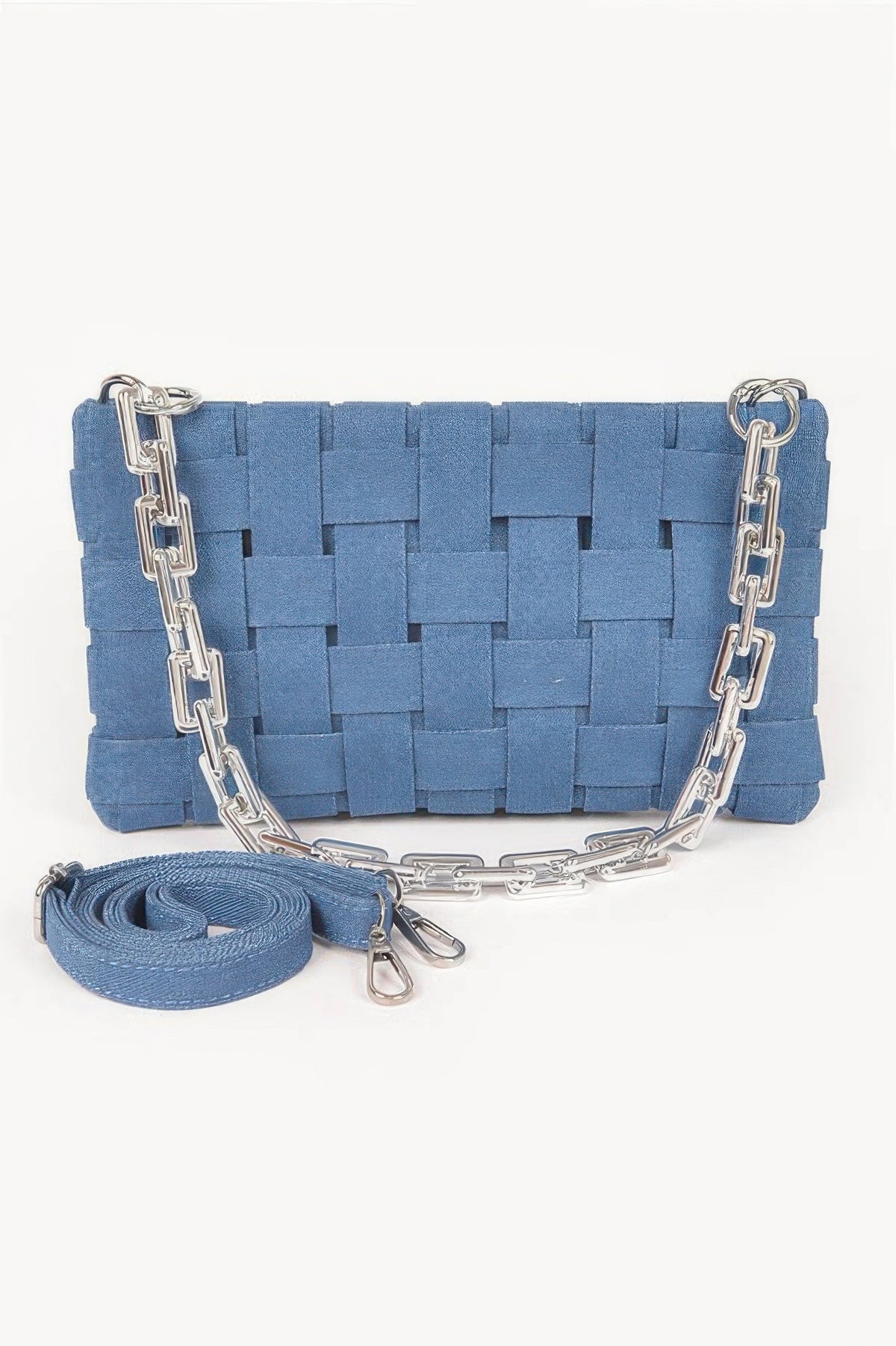 Denim Braided Chain Shoulder Bag