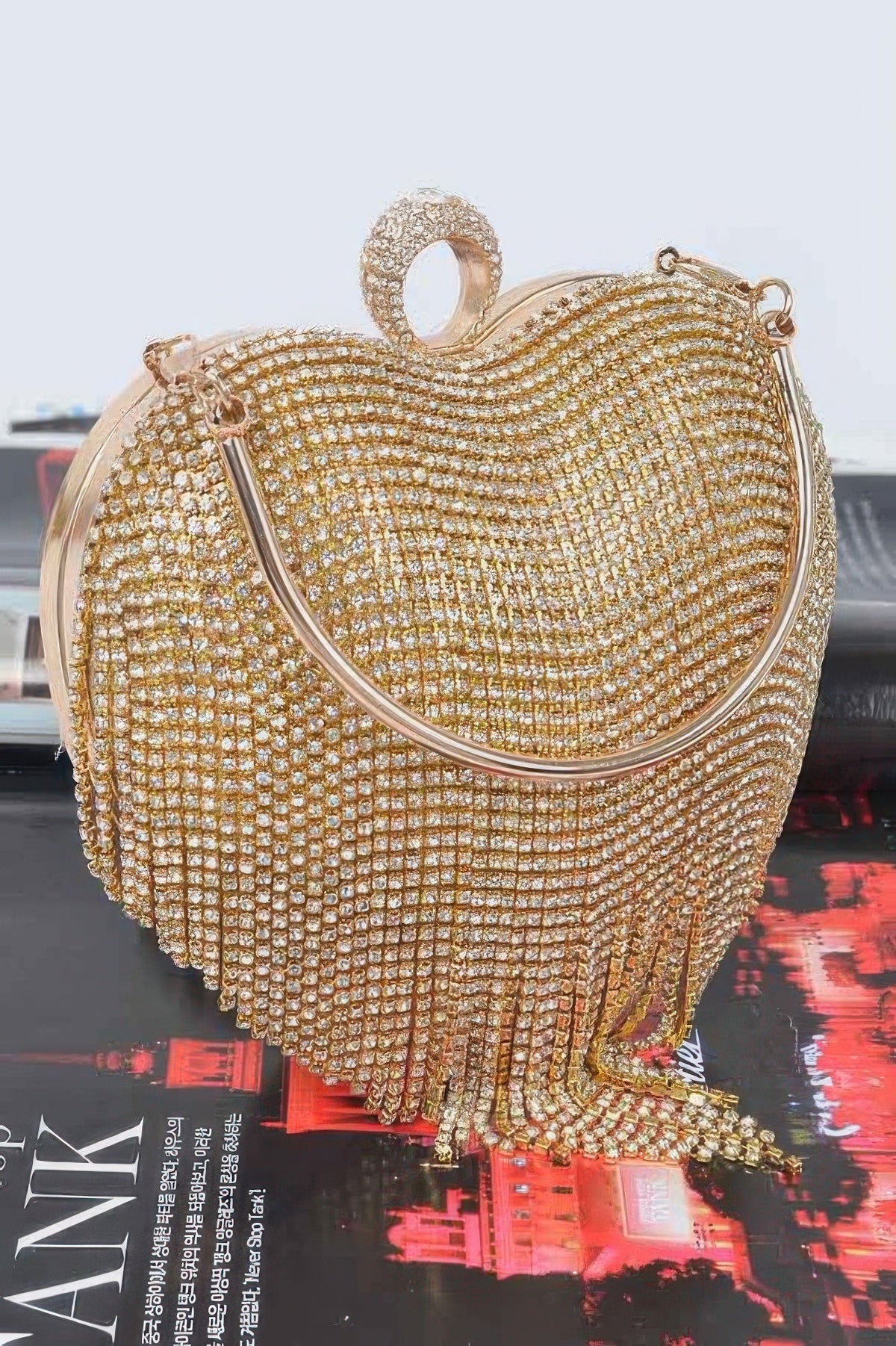 Rhinestone Fringe Heart Shape Party Bag