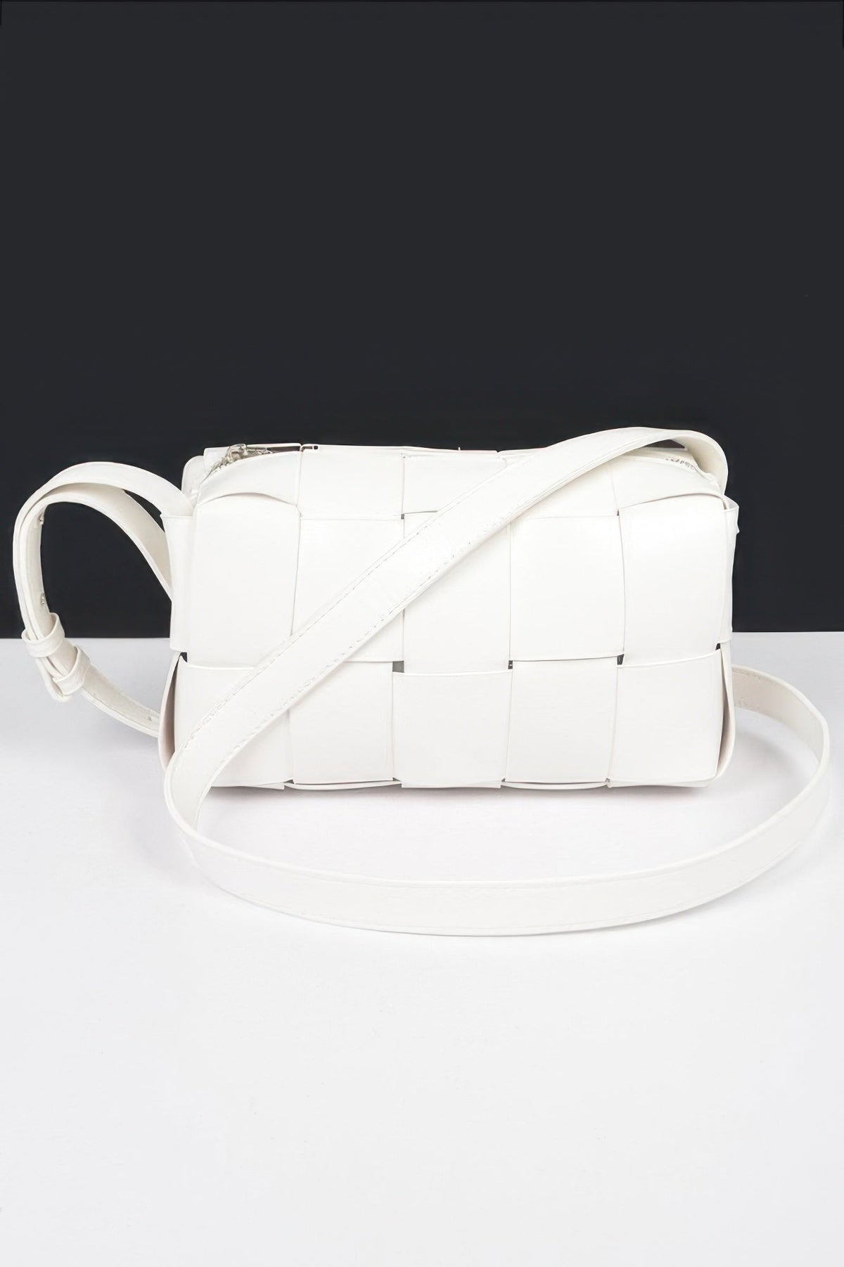 Faux Leather Braided Zip Bag
