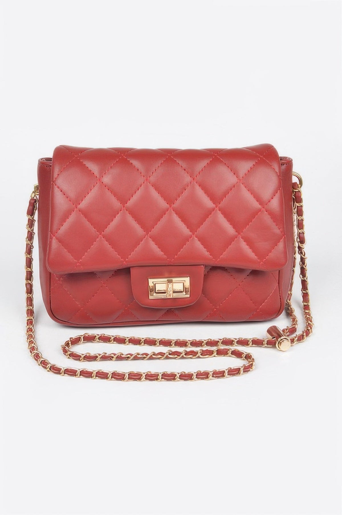 Quilted Faux Leather Flap Bag