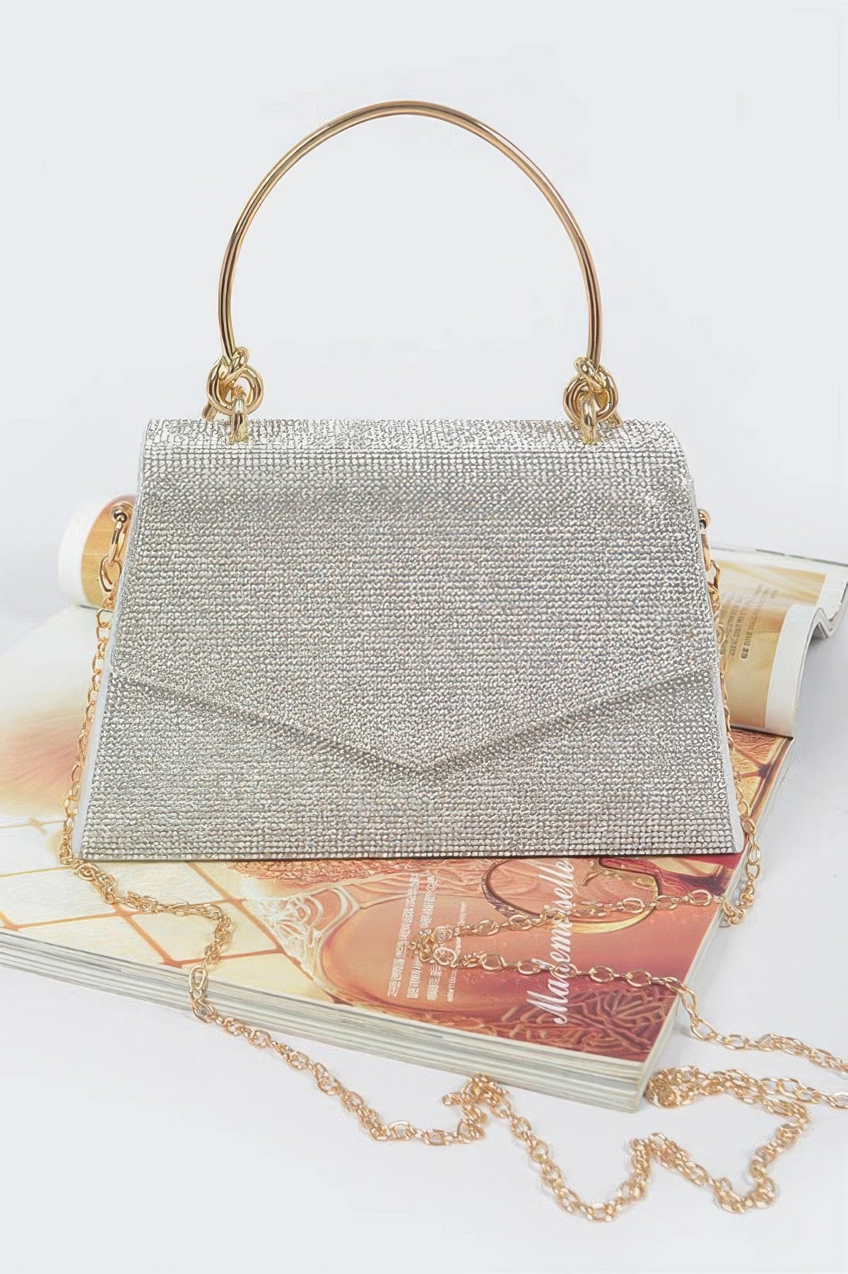 Rhinestone Metal Handle Bag