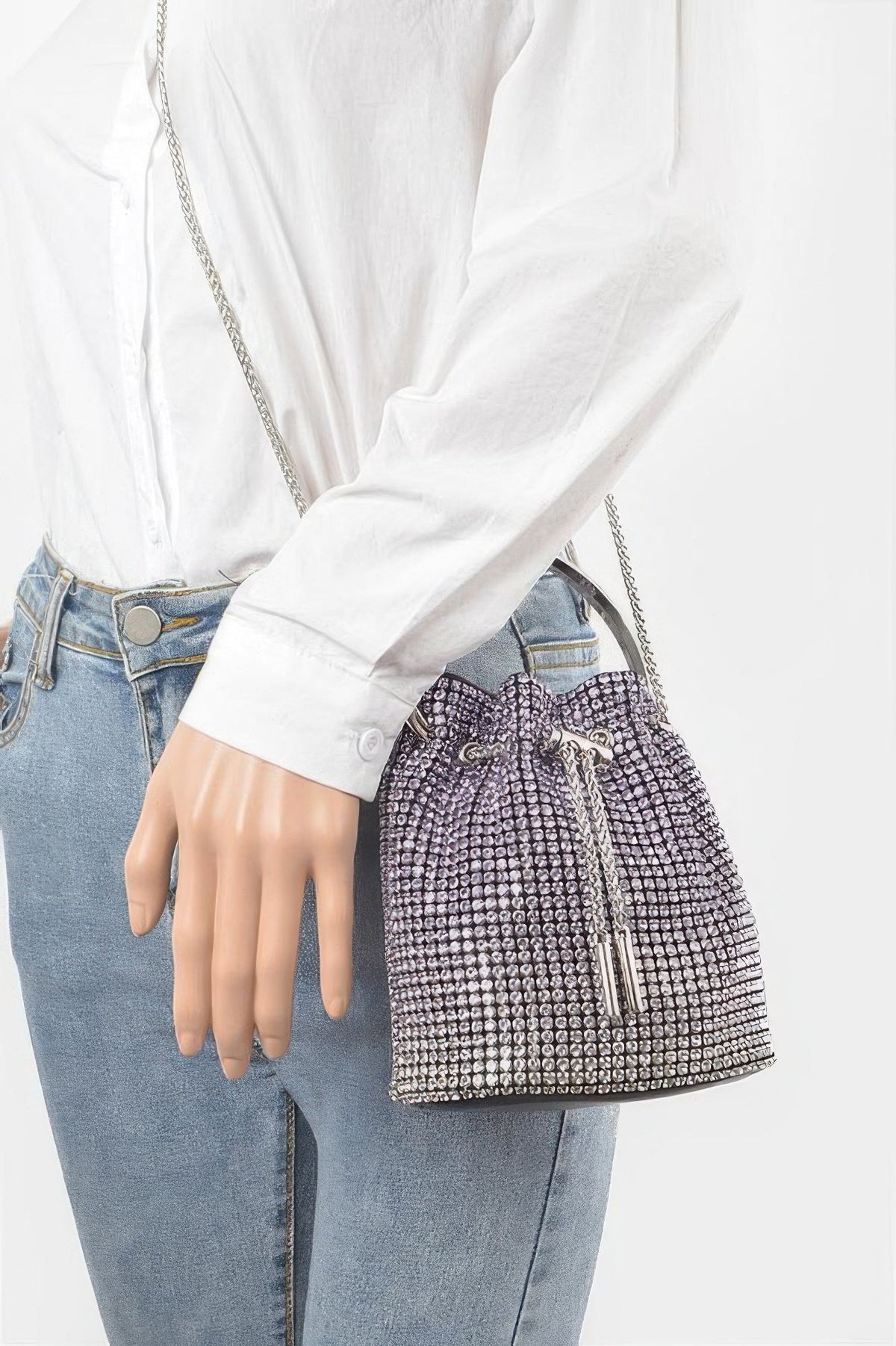 Rhinestone Ombre Bucket Bag