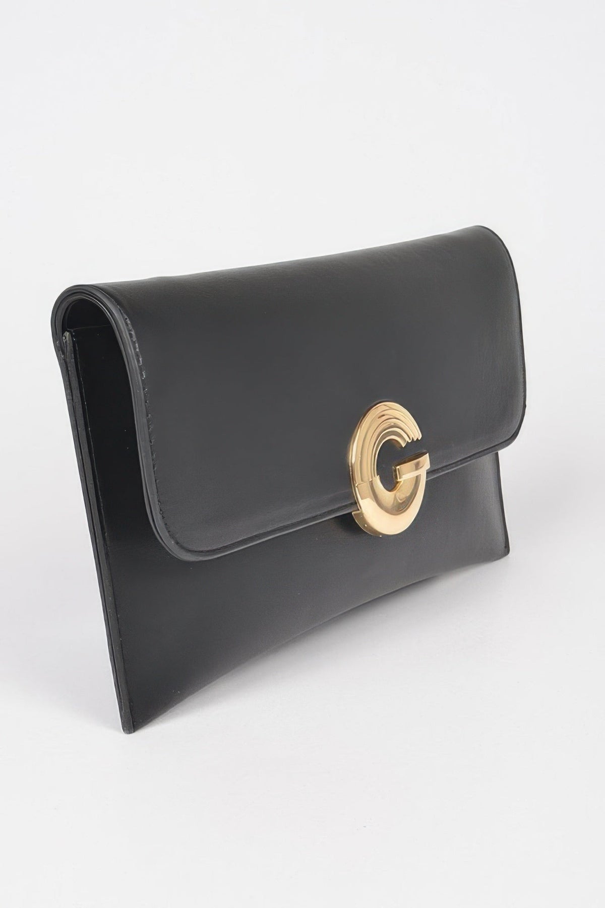 Faux Leather G Buckle Clutch