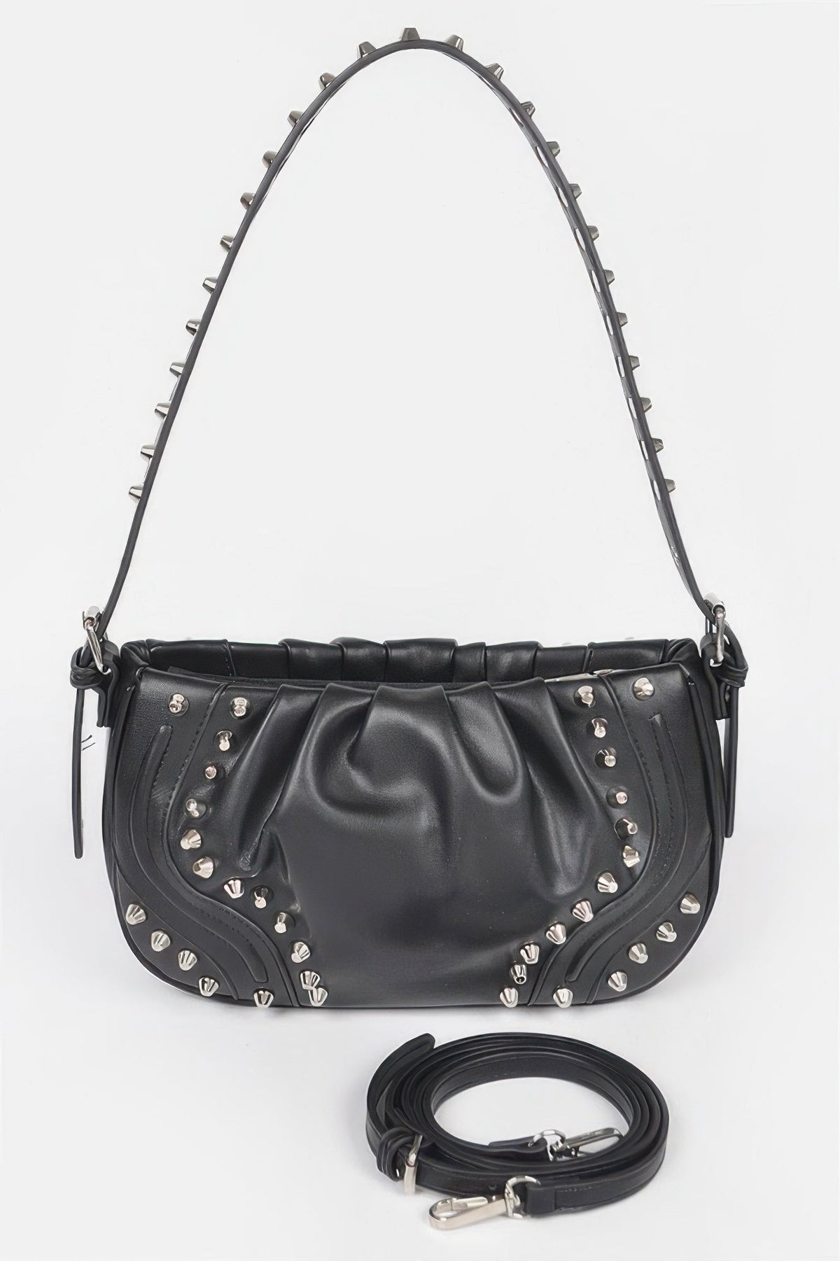 Faux Leather Stud Shoulder Bag