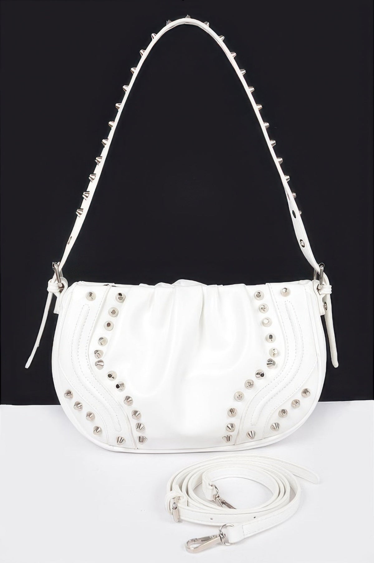 Faux Leather Stud Shoulder Bag