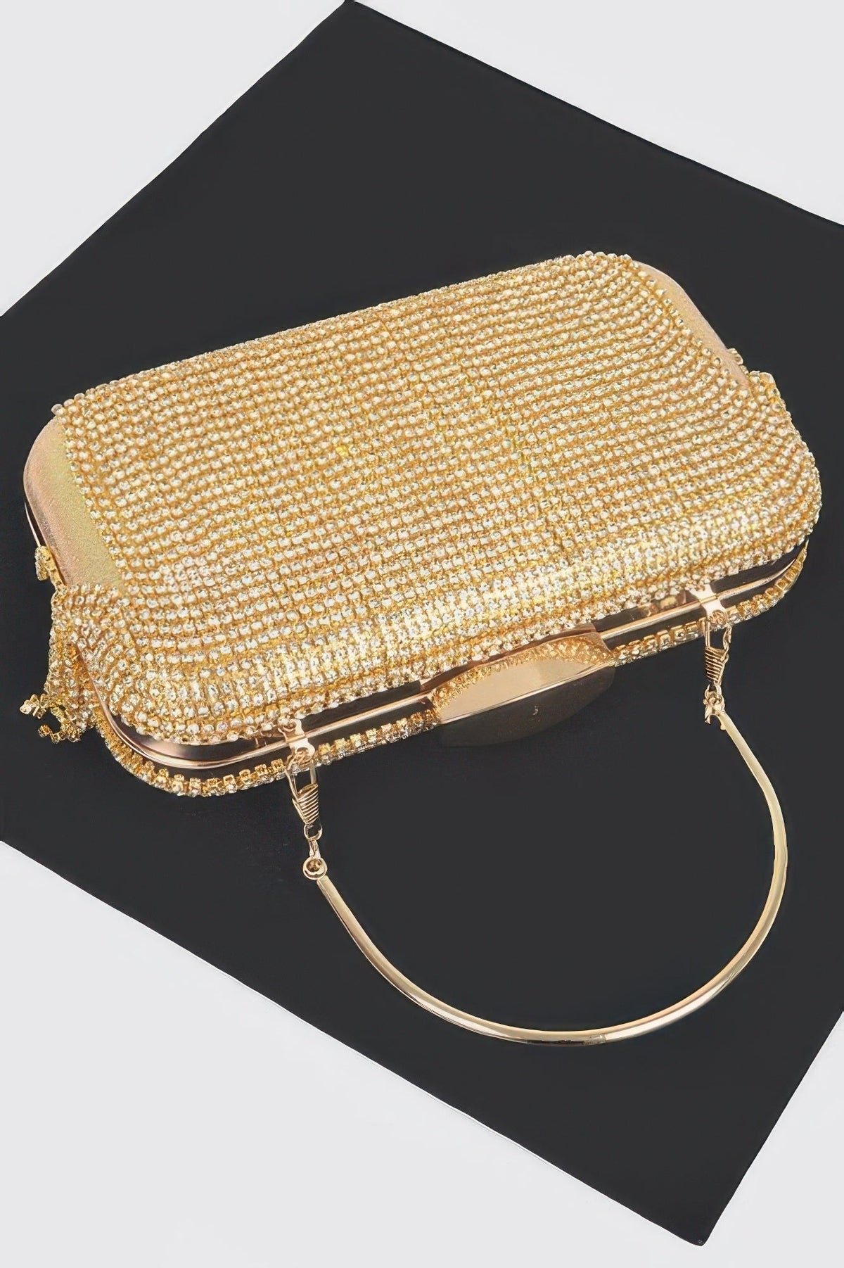 Rhinestone Fringe Hard Clutch