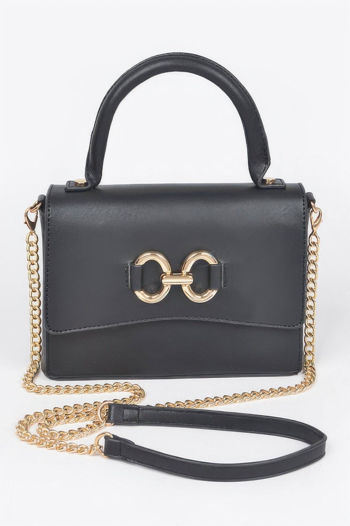 Faux Leather Top Handle Bag