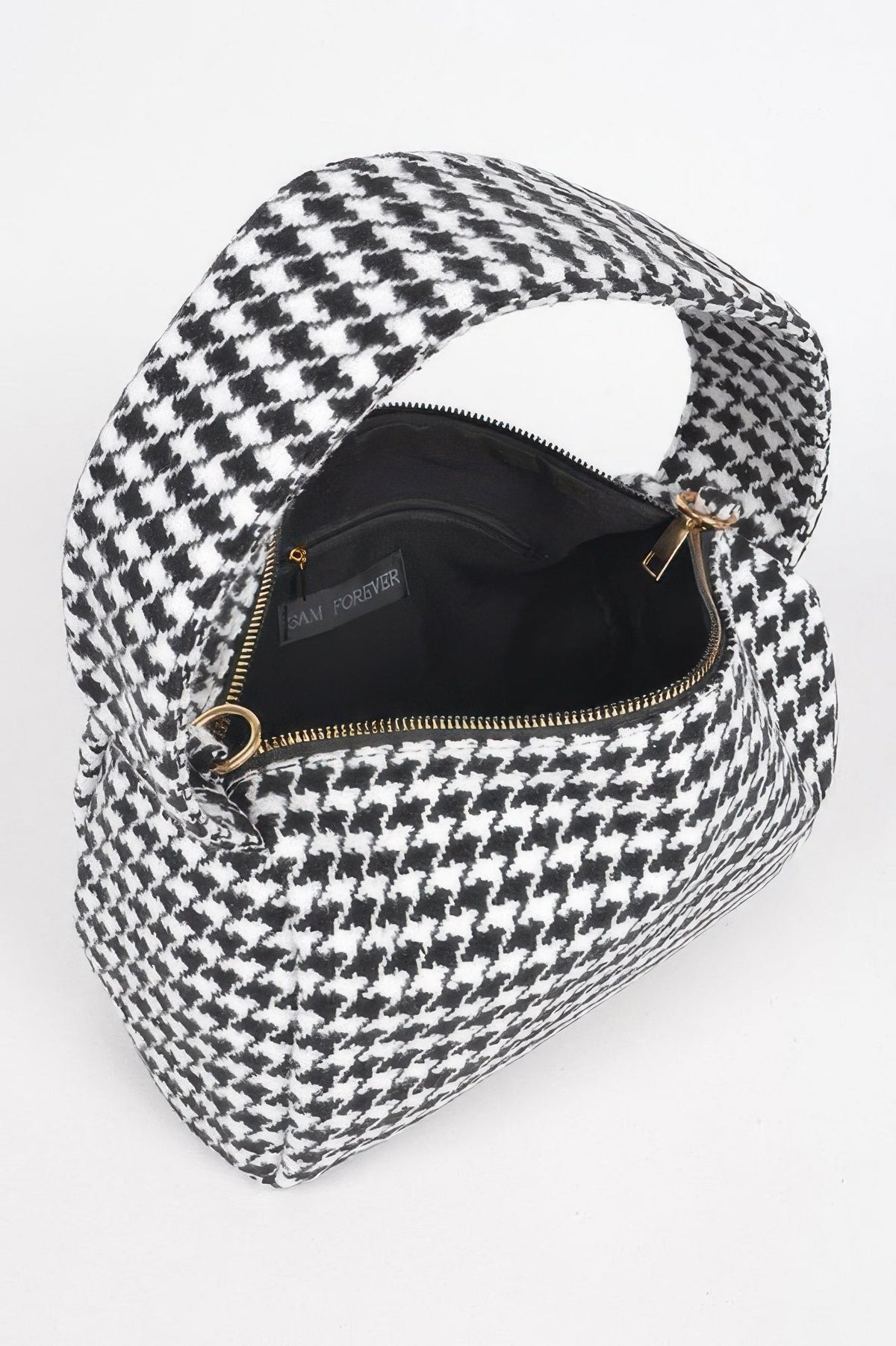 Houndstooth Knit Shoulder Bag