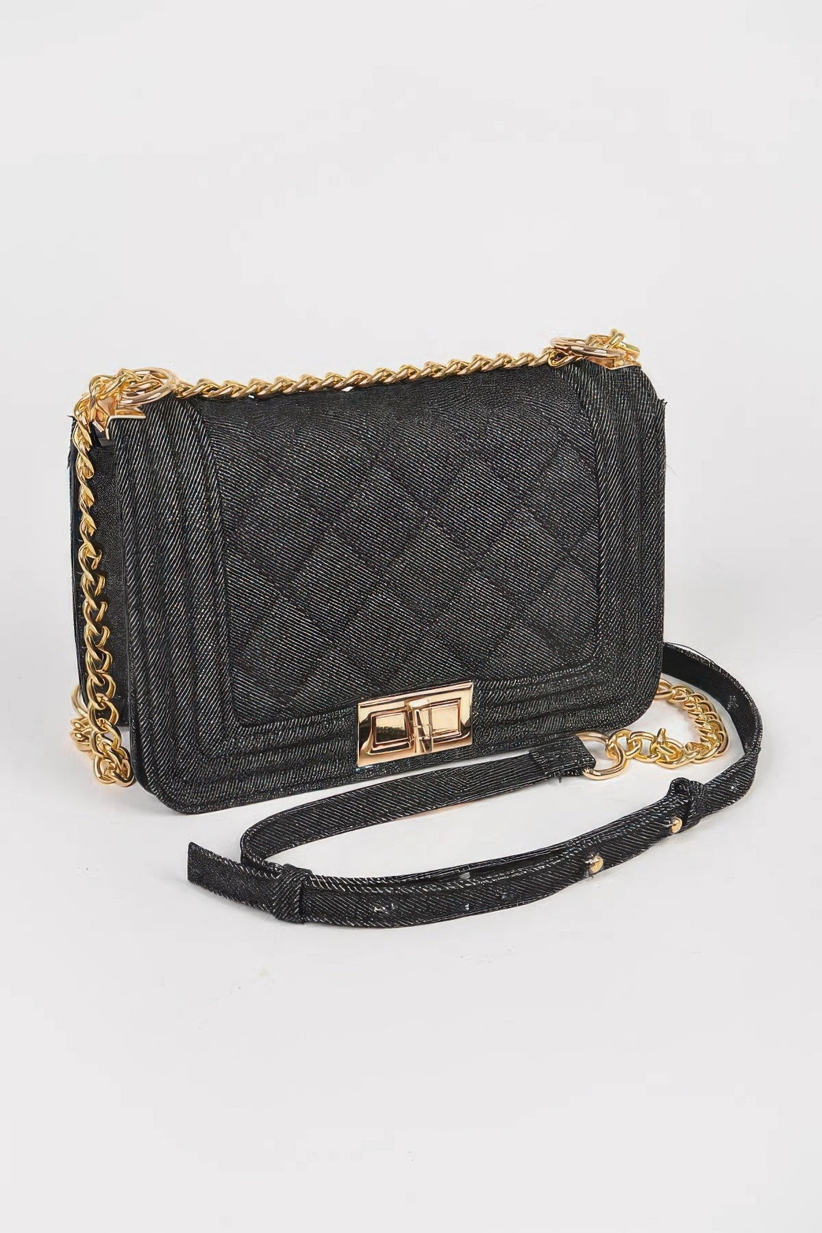 Quilted Denim Crossbody Bag