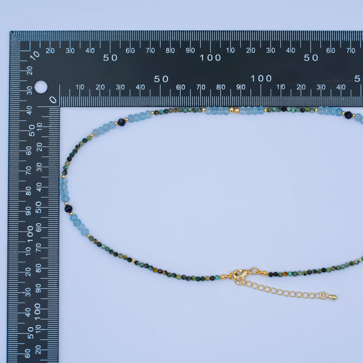 24K Gold Filled 4mm Green Moss Agate Multifaceted Gemstone Bead 17 Inch Necklace | WA-2965