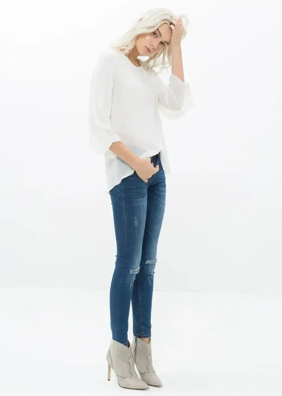 Blush & Cream Cross Hem Blouse For Women | Femstylo