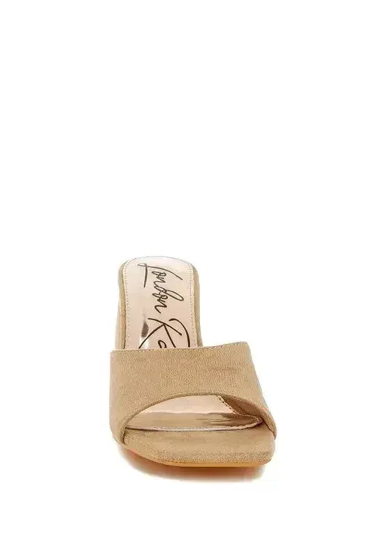 Micro Suede Block Heel Sandals - 3" Walkable Slip-Ons - Office to Outing