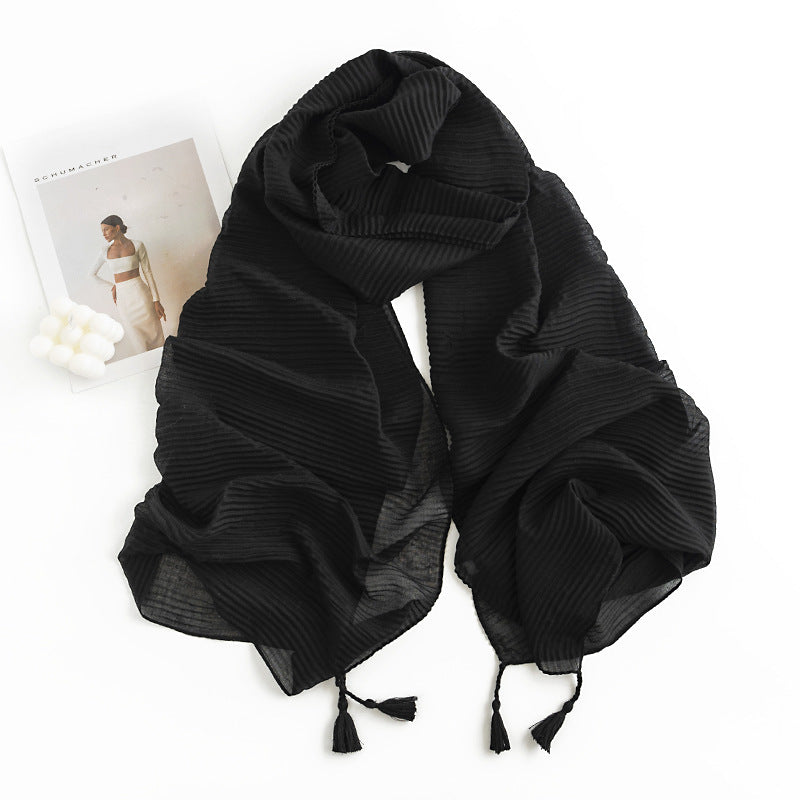 Herringbone Pattern Monochrome Artificial Cashmere Scarf Women&