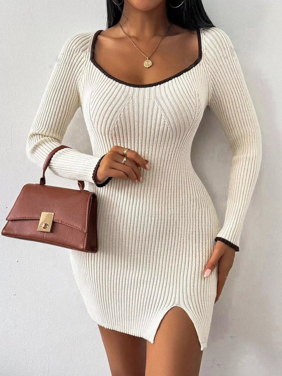 Ribbed Knit Bodycon Sweater Dress