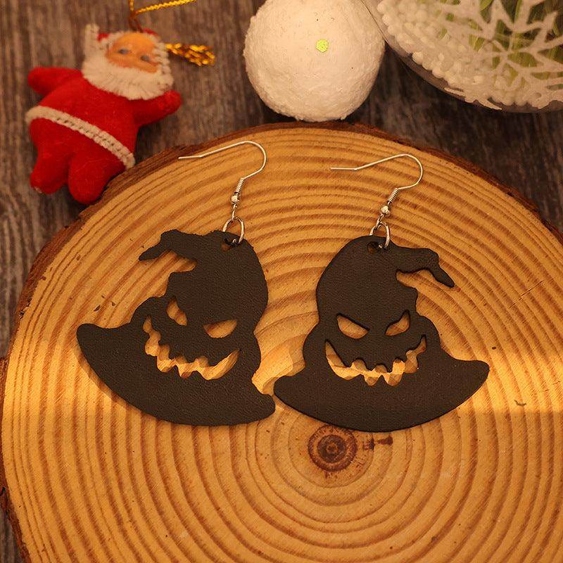 PU Leather Hat Shape Earrings for Fashionable Style