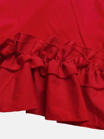 Frill Tie Neck Three-Quarter Sleeve Dress for Women