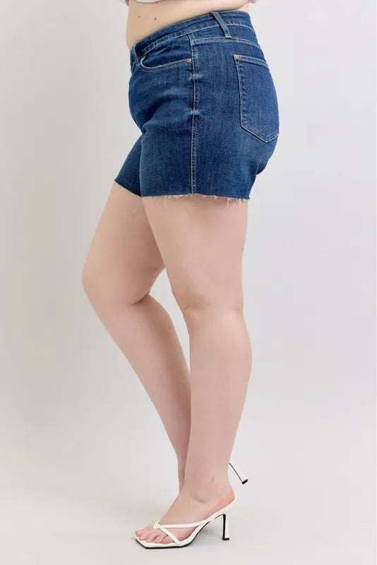 Judy Blue Full Size High Waist Criss-Cross Waistband Denim Shorts Plus Size