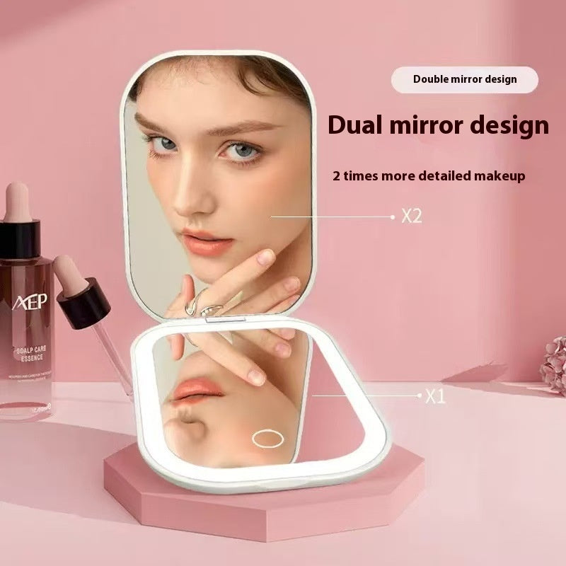 Ultra-thin Foldable Cosmetic Mirror With Light Tricolour Light Convenient HD Luminous