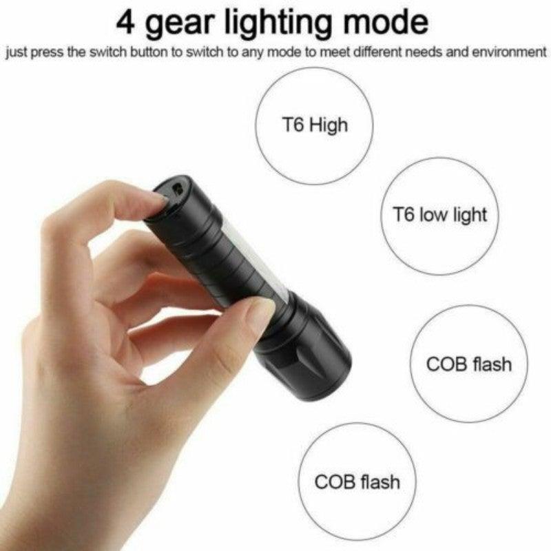Adjustable Rechargeable LED USB Portable Focus Light Zoomable LED Tactical Flashlight High Lumens Zoomable Waterproof Flashlight Mini Torch For Camping Hiking