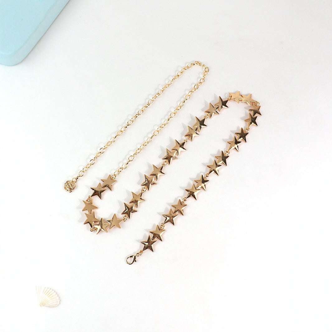 2025 New Retro Metal Star Waist Chain Women&