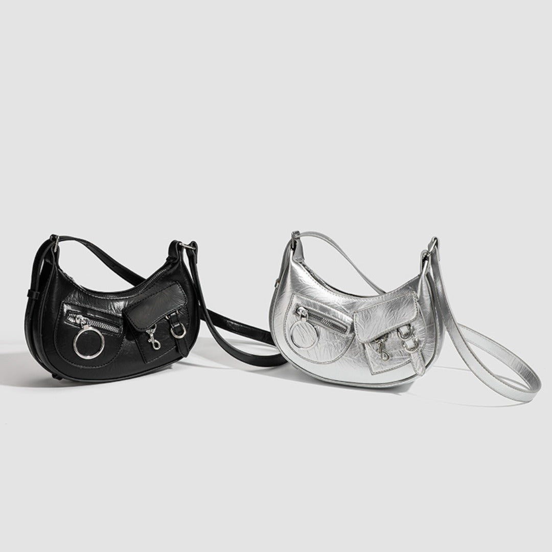 Design Stylish Retro Small Crossbody Bag - Versatile Punk Crescent Bag for Everyday Use