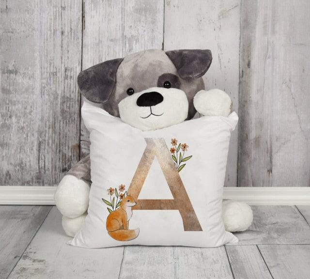 Animal Printed Pillow Cover Cartoon Giraffe Fox Bunny White Seat Polyester Decorative Cushion Cover Sofa Kids Room Alphabet Pillow Cover With Cute Animals Pillow Cases Outdoor Indoor Square Cushion Covers For Home Sofa Couch 45x45cm
