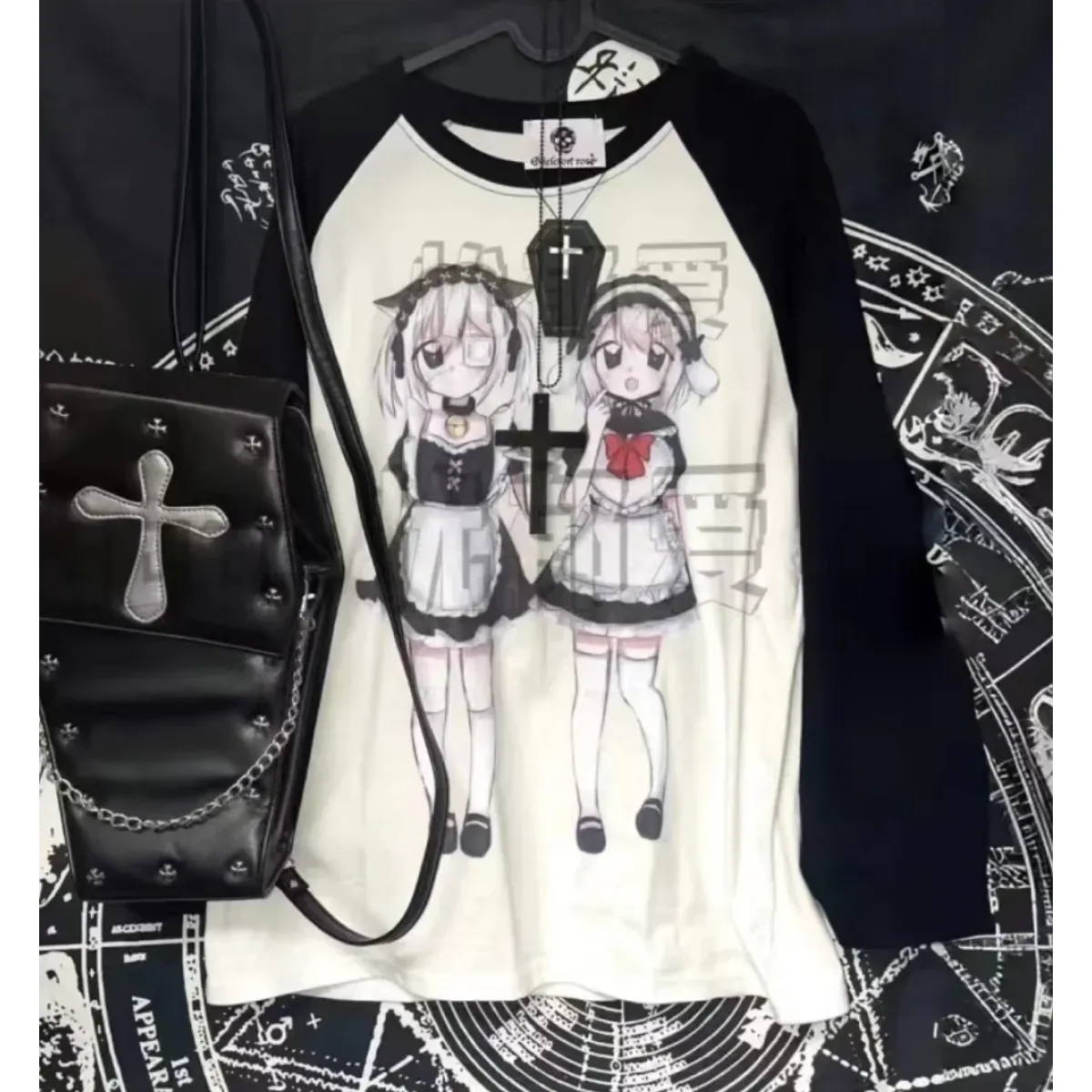 Yami Kawaii Long Sleeve Tee – Anime Maid Print